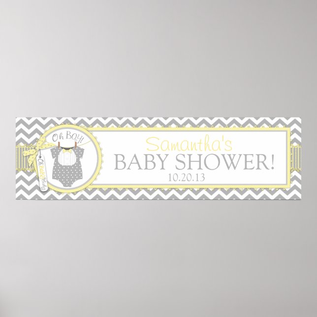 Banderoll för Pojke Bow Tie Chevron Print Baby Sho Poster (Framsidan)