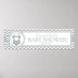 Banderoll för Pojke Bow Tie Chevron Print Baby Sho Poster