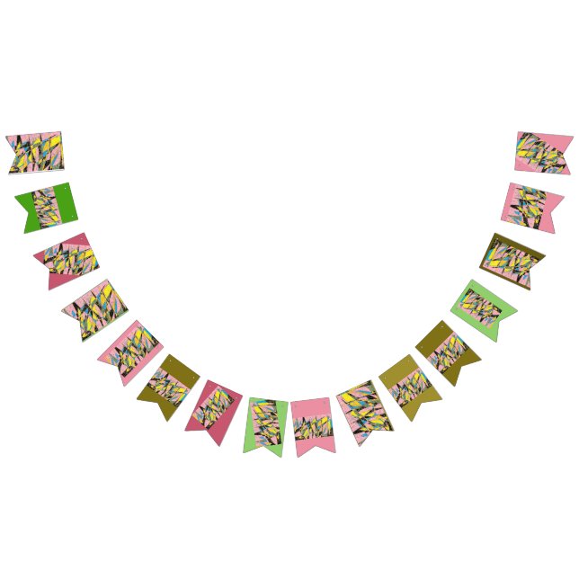 Banderoll för Retro abstrakt party med rosa och gr Vimplar (Alla)