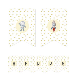 Banderoll för rymdtemat party vimplar