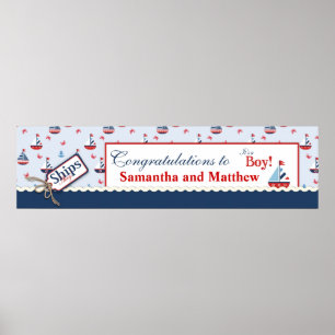 Banderoll för sjöbåtar - nautisk babybocksskabb poster