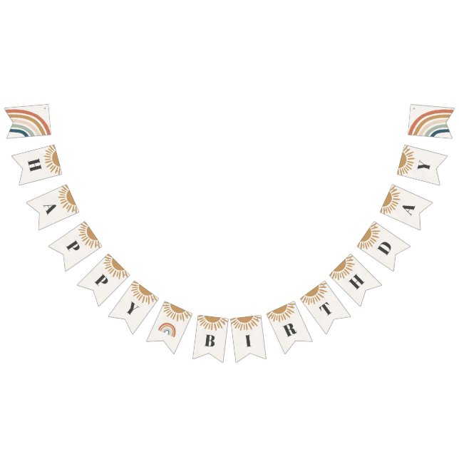banderoll för solskin boho grattis på födelsedagen vimplar (Alla)