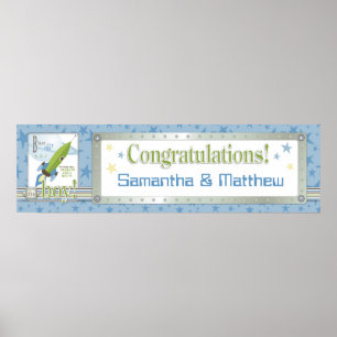 Banderoll för Spaceship & Stars Baby Shower Poster
