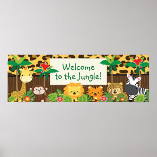 Banderoll för spädbarnsskor för Cute Jungle Safari Poster