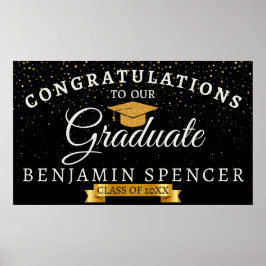 Banderoll för Svarta och Guld Studenten Firande Poster