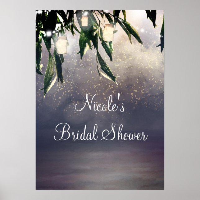 Banderoll för Weeping Willow Träd & Mason Burk Lju Poster (Framsidan)