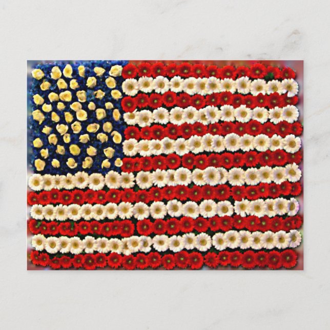 Banderoll med Flower Power US Banner Vykort (Framsida)