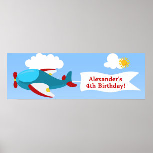 Banderoll om födelsedagskvana för flygplansbandero poster