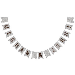 Banderoll träd initialer rustic bröllop vimplar