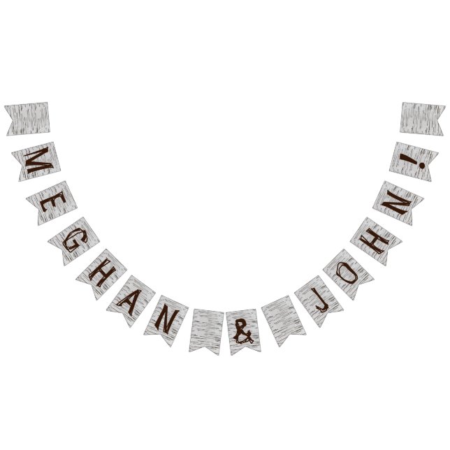 Banderoll träd initialer rustic bröllop vimplar (Alla)