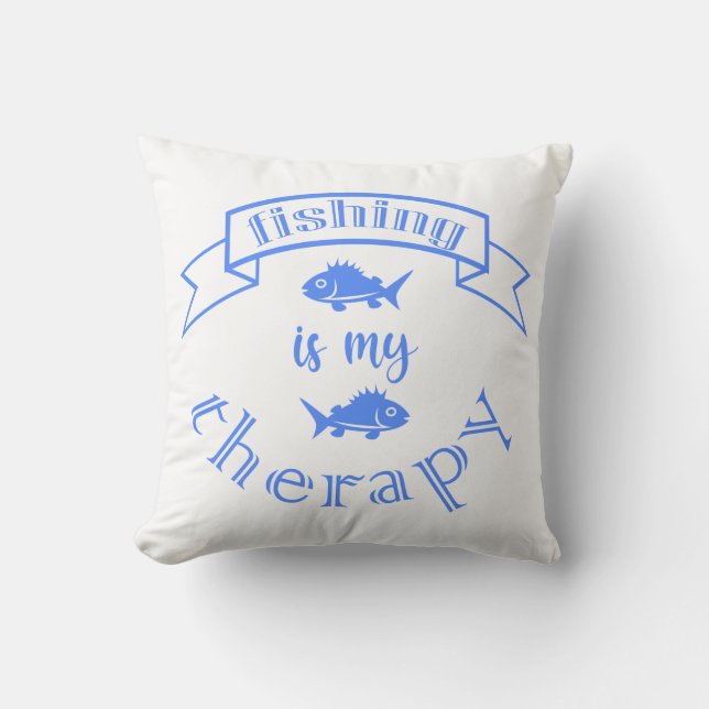 Banderollcitat Fiske är min terapi Kudde (Framsida)
