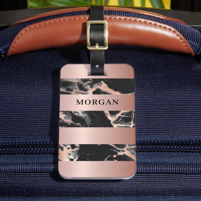 Banderollerna Ro Guld, Svarta & Ro Guld Marble, Na Bagagebricka (Framsida Insitu 2)