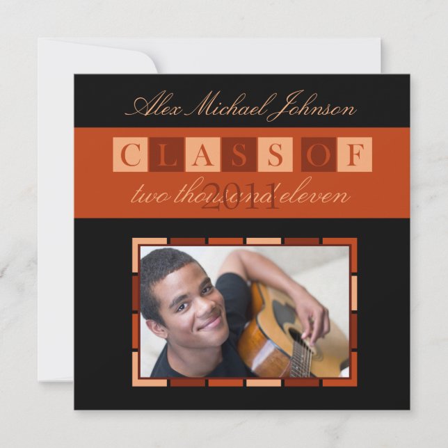 Banderollineringsmeddelande för Studenten (orange) Inbjudningar (Framsida)