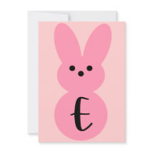 Banderollkort för rosa "E" Bunny Shape Påsk Buntin