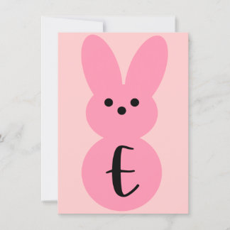 Banderollkort för rosa "E" Bunny Shape Påsk Buntin Inbjudningar