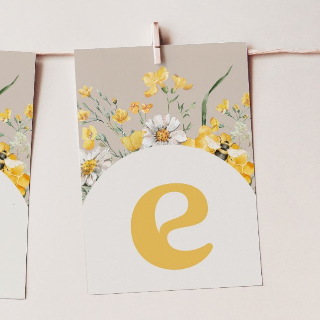 Banderollkort för Wildblomma "E" med hög spolning Inbjudningar (Skapare uppladdad)