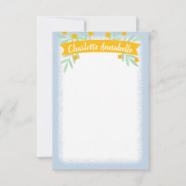 Banderollpapper för söt Gult och blå Blommigt Inbjudningar