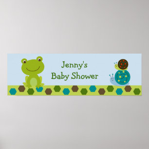 Banderolltecken för Froggy Frog Snigel Baby Shower Poster