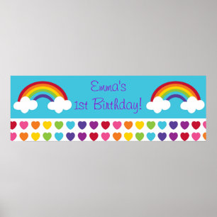 Banderolltecken för Rainbow Heart Birthday Personl Poster