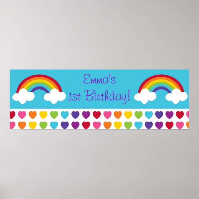 Banderolltecken för Rainbow Heart Birthday Personl Poster (Framsidan)