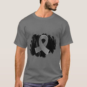 Bandet för hjärncancergrå färg med klottrar tee shirt