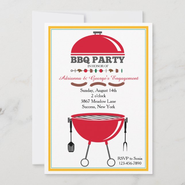 Bandhämtning av BBQ-galler Inbjudningar (Framsida)