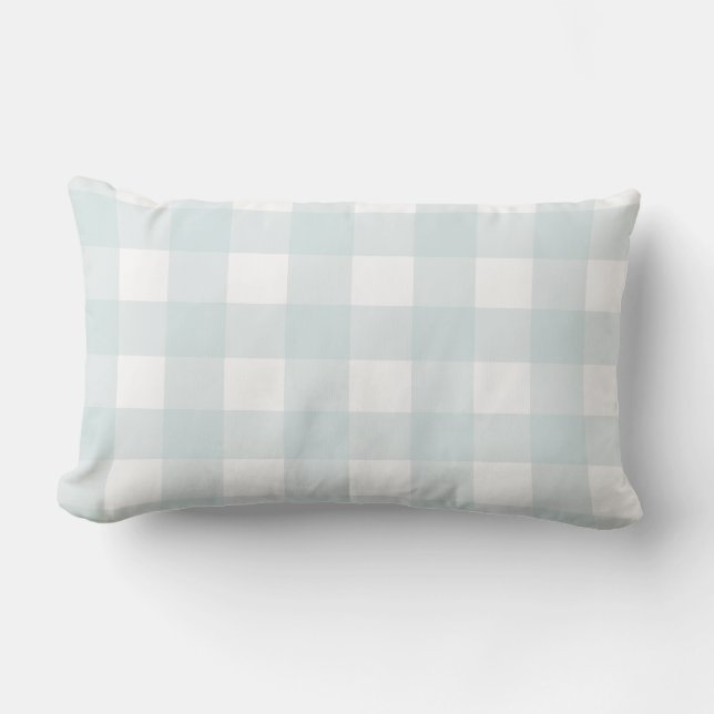 Bandhus Buffalo Check Plaid Blue White accent Lumbarkudde (Framsida)