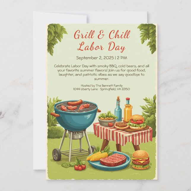 Bandinbjudan till arbetsdagen - Patriotic Cookout Inbjudningar (Framsida)