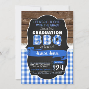 Bandinbjudan till BBQ-Studentfest - blått Inbjudningar