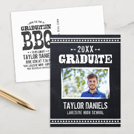 Bandinbjudan till Rustic Chalkboard Studenten Phot Inbjudan Vykort