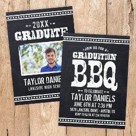 Bandinbjudan till Rustic Chalkboard Studenten Phot Inbjudningar