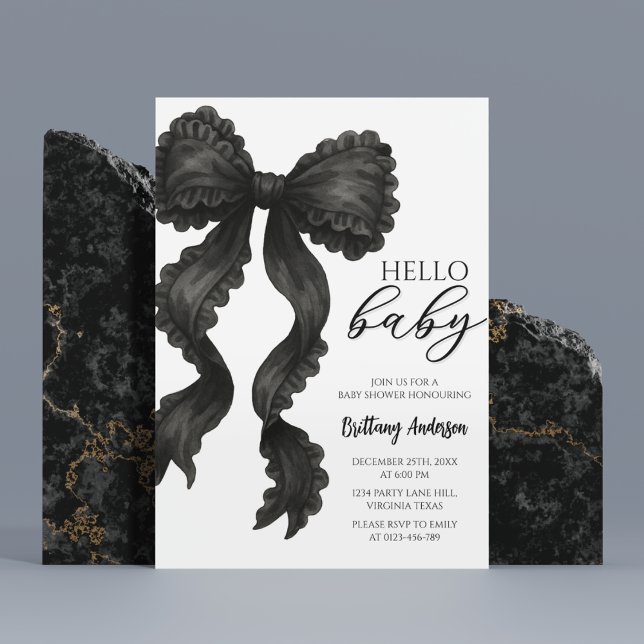 Bandinbjudan till Svart babystövel med Coquette-me Inbjudningar (Skapare uppladdad)