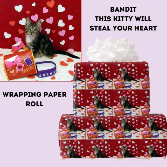 Bandit Cat's Valentine Mailbox Wrapping Papper Presentpapper (Skapare uppladdad)