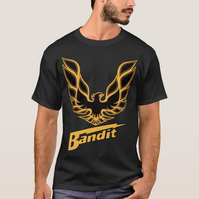 Bandit Firebird â€“ Guld Muskelbil Design T Shirt (Framsida)