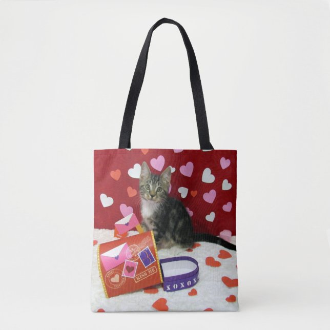 Bandit the Cat's Valentine Tote Tygkasse (Framsida)