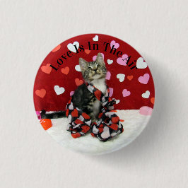 Bandit's Valentine Day Button - Cute cat Pic Knapp
