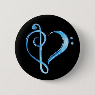 Bandklass Bass och Treble Clef Heart Knapp