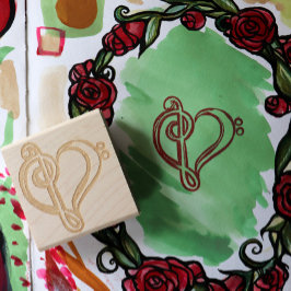 Bandklass Bass och Treble Clef Heart Stämpel