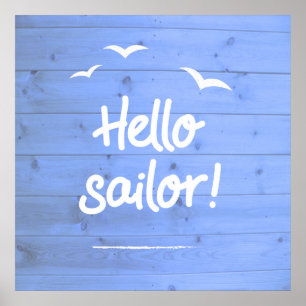 Bandkonst för hej Sailor Roligt Beach Art Poster