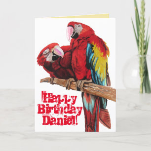 Bandkort för Bright Red Macaw Parrots Watercolor B Kort
