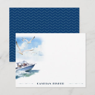 Bandkort för Fiskmås Watercolor Stationery Note Ca Anteckningskort