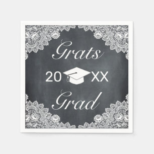 Bandkort och Vita Snöre Grats Studenten Hat Cap Pappersservett