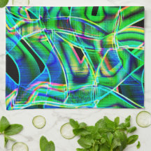 Bandliknande kurvor, färgad- och grönt- eller neon