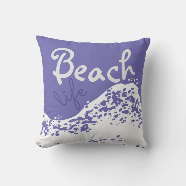 Bandliv (medium-slate blue wave) stänk kudde (Framsida)