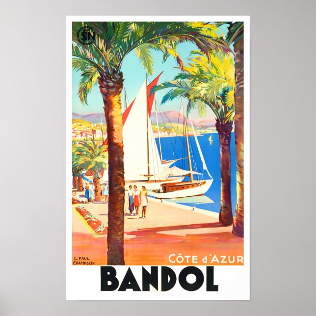 Bandol Frankrike vintage resor Poster (Framsidan)