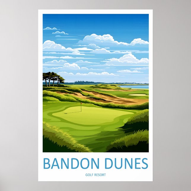 Bandon Dunes Golf Resort Resa Utskrift Väggkonst (Framsidan)