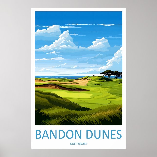 Bandon Dunes Golf Resort Resa Utskrift Väggkonst (Framsidan)
