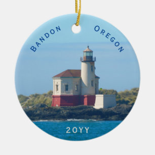 Bandon Lighthouse Oregon Dagen jul Julgransprydnad Keramik
