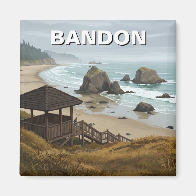 Bandon Oregon kusten Travel Magnet (Framsidan)