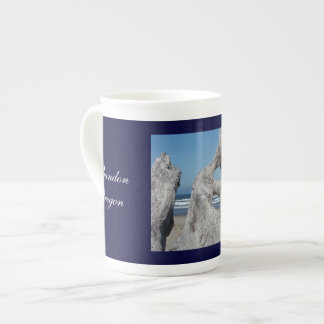 Bandon Oregon presentkoppar Blue Sky Blå vågor Str Benporslin Mugg
